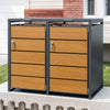 SoBuy | Box na popelnice 2x240L ocel antracit loft | Oplocení popelnic imitace dřeva Mülltonnenbox | Dvojité s kolečky a zámky | 134×80×116 cm | OGS64-N