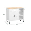 SoBuy FKW103-WN Kuchyňský ostrůvek Kuchyňský vozík Příborník Bílá-přírodní 108x89x48cm