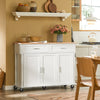 SoBuy FKW116-WN Designový kuchyňský vozík Kuchyňský ostrůvek Kuchyňská skříň Příborník Bílý 117x91x40cm