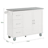 SoBuy FKW30-II-W Kuchyňský ostrůvek s pracovní deskou Kuchyňský vozík Kuchyňská skříňka Příborník Servírovací vozík Bílý 115x90x46cm