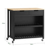SoBuy FKW74-SCH Kuchyňský ostrůvek Kuchyňský vozík Kuchyňský stůl Černá-přírodní 98x94x58cm