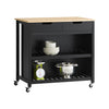 SoBuy FKW74-SCH Kuchyňský ostrůvek Kuchyňský vozík Kuchyňský stůl Černá-přírodní 98x94x58cm