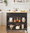 SoBuy FKW74-SCH Kuchyňský ostrůvek Kuchyňský vozík Kuchyňský stůl Černá-přírodní 98x94x58cm