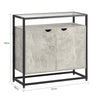SoBuy FSB55-HG Příborník Ozdobná skříňka Kuchyňská skříňka Komoda Úzká boční skříňka Světle šedá 81x78x35cm