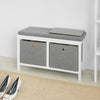 SoBuy FSR81-HG Komoda Lavice s úložným prostorem Lavice na boty se sedákem Truhla na boty Bílá 70x50x30cm