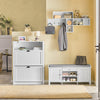 SoBuy FSR83-W Lavice se sedákem Lavice na boty Taburet Bílá 107x50x35cm