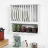 KCR04-W Talířová police Nástěnný talířový stojan Kuchyňská police Držák talířů Kuchyňský regál Bílá 55x51x24cm