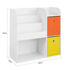 SoBuy KMB37-W Dětská police na knihy Dětská knihovna Police na hračky Úložná police pro děti Bílá 89x88x35cm