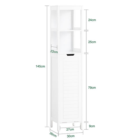 SoBuy BZR123-W Vysoká skříňka na prádlo Koupelnová skříňka Koupelnový nábytek Bílá 30x145x30cm
