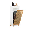 SoBuy BZR126-W Prádelní skříň Koš na prádlo Koupelnová skříňka Bílá-přírodní 32x85x33cm