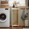 SoBuy BZR126-W Prádelní skříň Koš na prádlo Koupelnová skříňka Bílá-přírodní 32x85x33cm