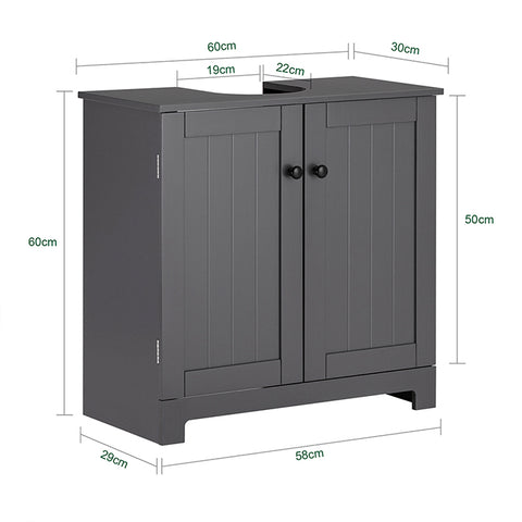 SoBuy BZR18-II-DG Skříňka pod umyvadlo Koupelnová skříňka Koupelnový nábytek Tmavě šedá 60x60x30cm