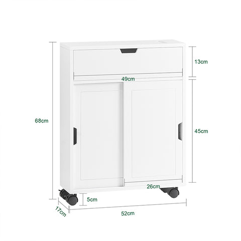 SoBuy BZR31-W Skříňka do koupelny Koupelnový vozík Nízká skříňka Bílá