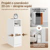 SoBuy FBT149-E-WG, úzký noční stolek s nabíjením a LED senzorem, 20x35x60cm | 20 cm široký noční stolek s výřezem pro lištu, prostorově úsporný pro malé místnosti, bílý vzhled dřeva