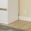 SoBuy FBT178-E-WN, Úzký noční stolek 22 cm s USB a Type-C nabíjením, LED lampou, 22 × 34 × 60,5 cm, bílý/dřevo