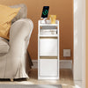 SoBuy FBT178-E-WN, úzký noční stolek s nabíjecí funkcí a dotykovou lampou, 22×34×60,5 | 22 cm s USB a Type-C, stmívatelná LED lišta, USB kabel 1,8 m, podlahová lišta a ochrana