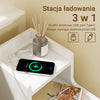 SoBuy FBT178-E-WN, úzký noční stolek s nabíjecí funkcí a dotykovou lampou, 22×34×60,5 | 22 cm s USB a Type-C, stmívatelná LED lišta, USB kabel 1,8 m, podlahová lišta a ochrana