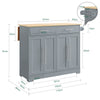 SoBuy FKW129-HG, Kuchyňský ostrůvek s výklopnou deskou a skrytými kolečky, 2 zásuvky, 115 × 68,7 × 91 cm