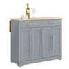 SoBuy FKW129-HG, Kuchyňský ostrůvek s výklopnou deskou a skrytými kolečky, 2 zásuvky, 115 × 68,7 × 91 cm
