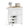 SoBuy FKW45-E-WN, Kuchyňský vozík s elektrickou zásuvkou, 75 × 37,6 × 86,5 cm, s pracovní deskou a držákem na víno