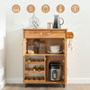 SoBuy FKW45-N Servírovací vozík s kolečky, masivní dřevěný kuchyňský vozík s pracovní deskou, pojízdný vozík se stojanem na víno, kuchyňský ostrůvek, police na stání, nábytek do kuchyně, jídelny a venkovního prostoru, přírodní barva, 66×86×38cm