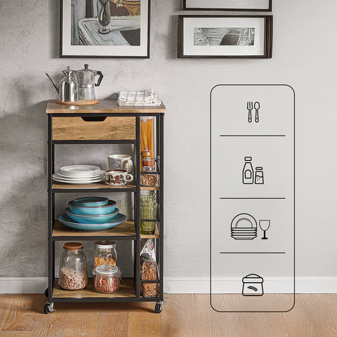 SoBuy FKW99-N Servírovací vozík Boční vozík Barový vozík Kuchyňský vozík Kuchyňský regál s kolečky 50x87x37cm