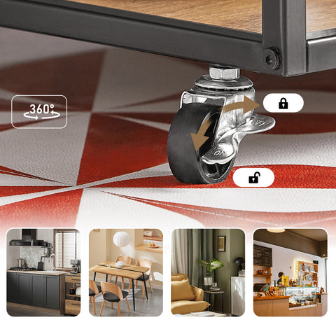 SoBuy FKW99-N Servírovací vozík Boční vozík Barový vozík Kuchyňský vozík Kuchyňský regál s kolečky 50x87x37cm