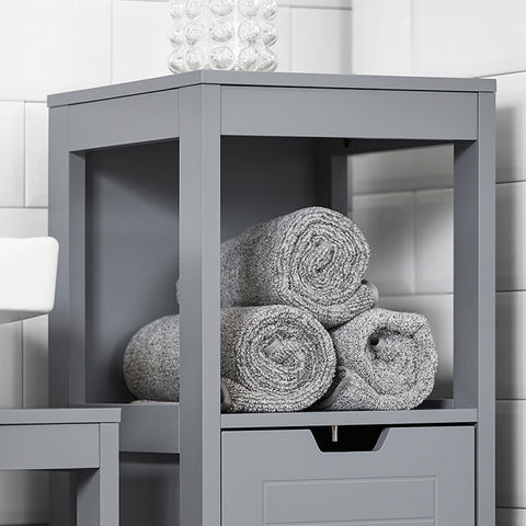 FRG127-SG Koupelnová komoda koupelnová skříňka s podložkou koupelnový nábytek tmavě šedý cca: 30x90x30cm