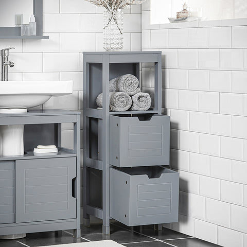 FRG127-SG Koupelnová komoda koupelnová skříňka s podložkou koupelnový nábytek tmavě šedý cca: 30x90x30cm