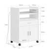 SoBuy FSB09-E-W, Mikrovlnná skříňka s nabíjecí stanicí 4v1, 61,5 × 40 × 92 cm, kuchyňský vozík s pracovní deskou a kolečky