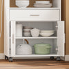 SoBuy FSB09-E-W, Mikrovlnná skříňka s nabíjecí stanicí 4v1, 61,5 × 40 × 92 cm, kuchyňský vozík s pracovní deskou a kolečky