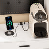 SoBuy FSB98-E-WG, Kuchyňská skříňka s elektrickou zásuvkou a USB, 60 × 40 × 170 cm, mikrovlnná skříň, bílá