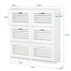 SoBuy FSR145-W Bílý botník se 6 výklopnými dvířky, 2 háčky a nastavitelnou policí – 115×30×112 cm, 24 párů, MDF E1