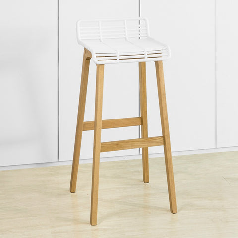 SoBuy FST76-W Designová barová židle s opěrkou nohou Vysoká stolička Bílá