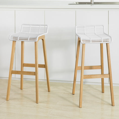SoBuy FST76-W Designová barová židle s opěrkou nohou Vysoká stolička Bílá