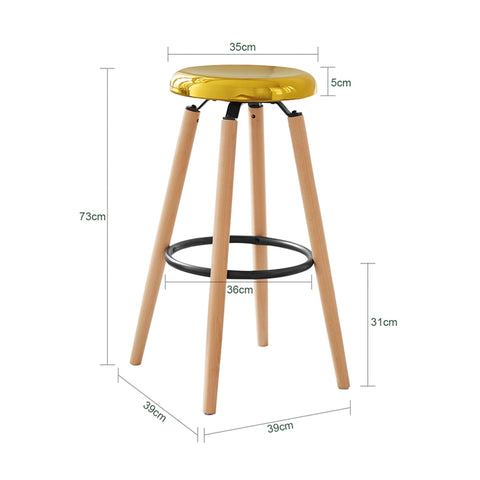 SoBuy FST89-G Designová barová židle s podnožkou Barová židle Pultová stolička Vysoká stolička Zlatá Výška sedáku: 73cm