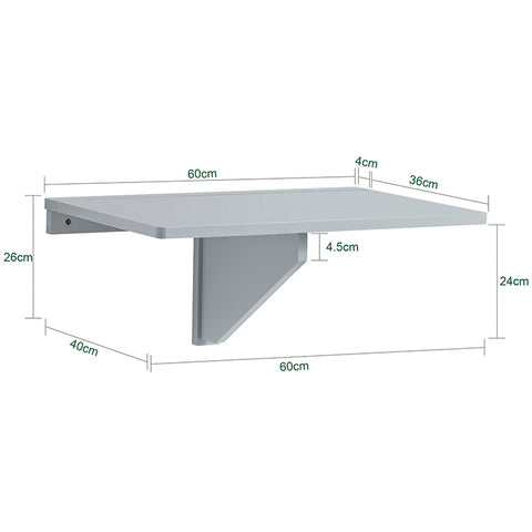 SoBuy FWT03-HG Skládací nástěnný stůl Kuchyňský stůl Dětský nábytek stůl Světle šedá 60x26x40cm