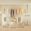 SoBuy KLS04-II-W Teleskopický věšák na oblečení, robustní šatní tyč, nastavitelná otevřená šatní skříň s policemi do ložnice, věšák na oblečení, bílý