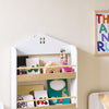 SoBuy KMB121-WN Dětská knihovna, dětská police, police na hračky se 4 policemi na knihy a dekorace, Montessori police, nábytek do dětského pokoje, bílá a přírodní, 60x130,5x15 cm