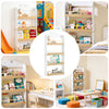 SoBuy KMB121-WN Dětská knihovna, dětská police, police na hračky se 4 policemi na knihy a dekorace, Montessori police, nábytek do dětského pokoje, bílá a přírodní, 60x130,5x15 cm