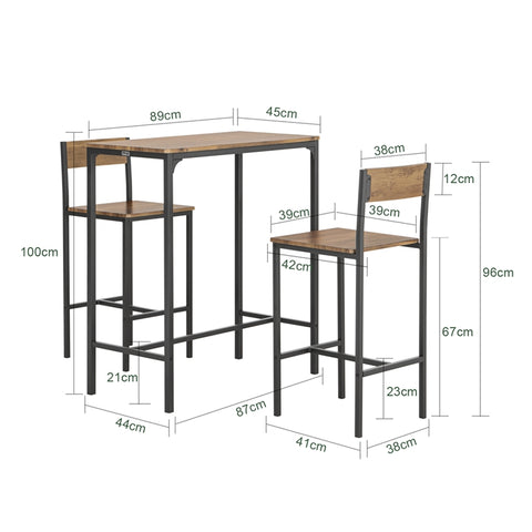 OGT03-XL Sada barového stolu 3 dílný jídelní stůl Balkonový nábytek