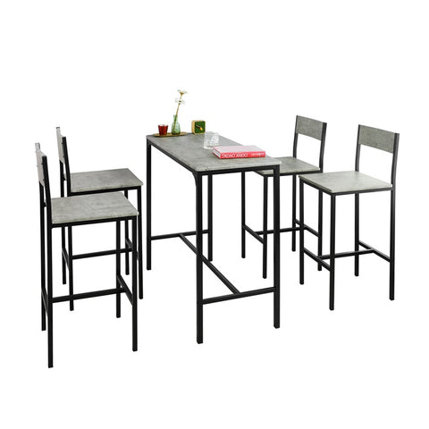 SoBuy OGT14-HG Barový stůl set 5 dílná sedací skupina Jídelní stůl Bistro stůl se 4 stoličkami Šedý