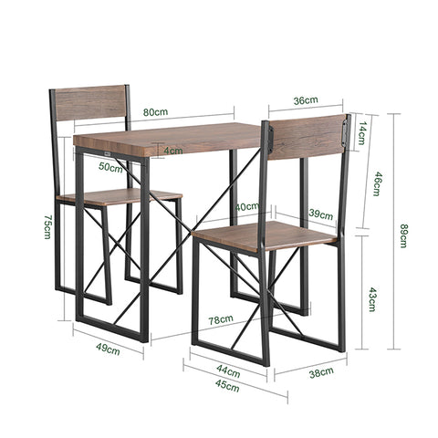SoBuy OGT19-N 3 dílná jídelní souprava Jídelní stůl se 2 židlemi Sedací souprava Kuchyňský stůl Dřevěný stůl