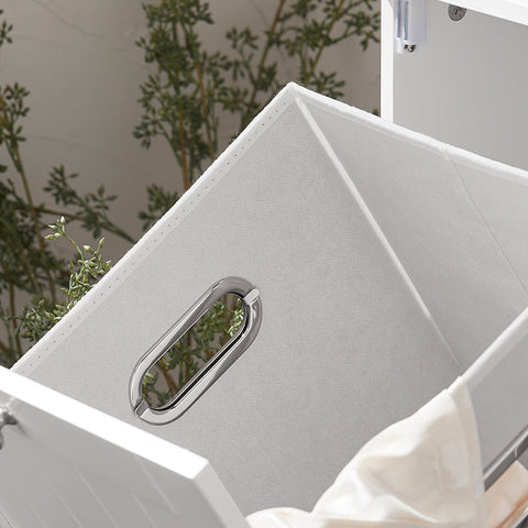 SoBuy BZR105-W Prádelní skříň s výklopným sáčkem na prádlo Koš na prádlo Koupelnová skříňka Bílá 60x86x37cm