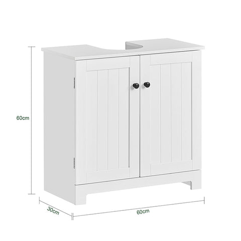 SoBuy BZR18-II-W Skříňka pod umyvadlo Koupelnová skříňka Koupelnový nábytek Bílá 60x60x30cm