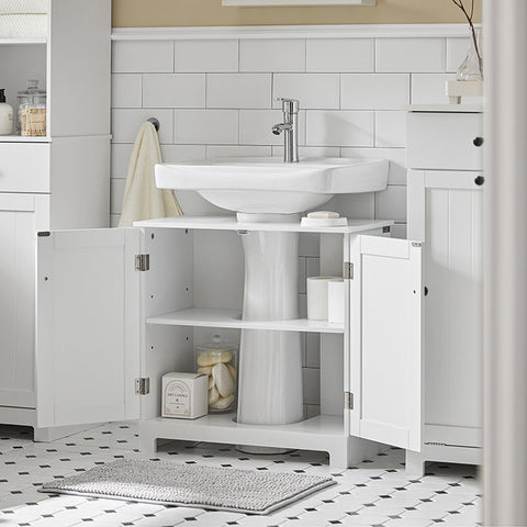 SoBuy BZR18-II-W Skříňka pod umyvadlo Koupelnová skříňka Koupelnový nábytek Bílá 60x60x30cm
