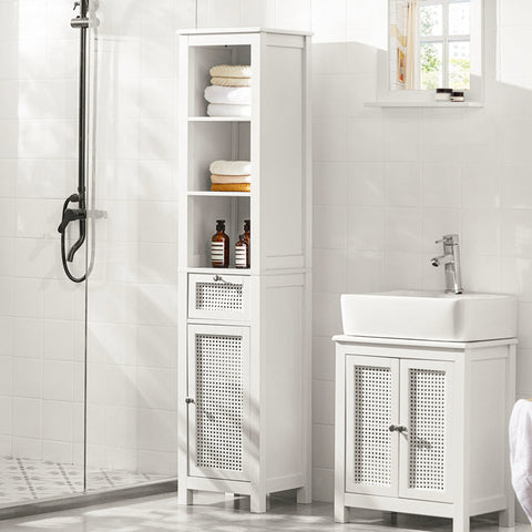 SoBuy BZR36-W  Koupelnová vysoká skříňka, Skříňka do koupelny, Koupelnová police, Bílá