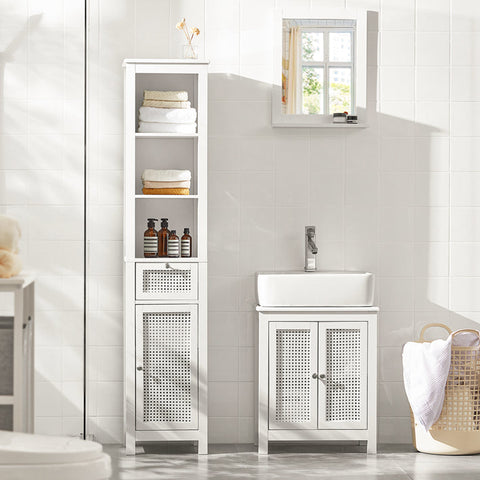 SoBuy BZR36-W  Koupelnová vysoká skříňka, Skříňka do koupelny, Koupelnová police, Bílá