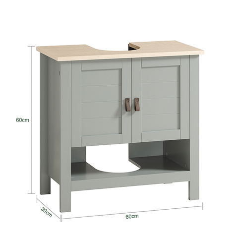 SoBuy BZR69-II-HG Skříňka pod umyvadlo Koupelnová skříňka Koupelnový nábytek Světle šedá 60x60x30cm