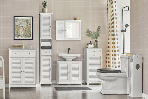FRG236-W Vysoká koupelnová skříňka Koupelnová police Koupelnová skříňka Bílá 32X170X30cm